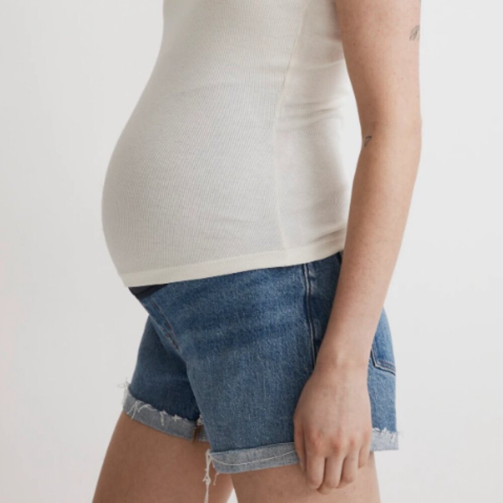 Madewell Maternity Over-The-Belly Denim Shorts in Coeling Wash - Picture 2 of 9